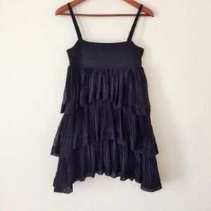 H&M Pleated Tier Dress in Navy